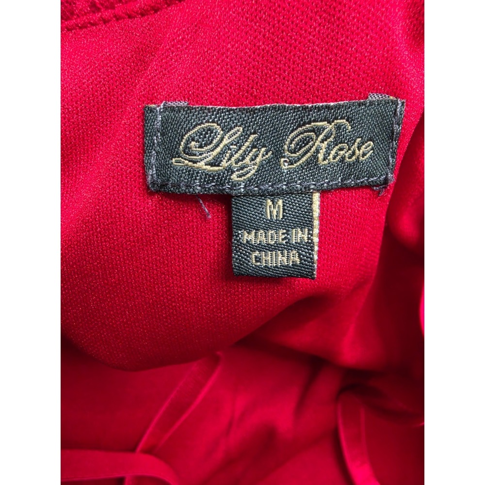 Lily Rose Fit & Flare Dress Women's M Red Floral Sweetheart Neck Spaghetti Strap - Picture 7 of 7